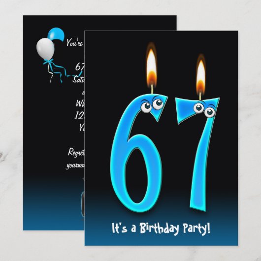 67e verjaardagsfeestje uitnodigen kaart (Voorkant / Achterkant)