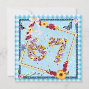 67e verjaardagsfeestje Uitnodiging bloemen, vlinde