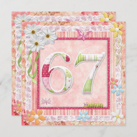 67e verjaardagsfeeststijl kaart (Voorkant / Achterkant)