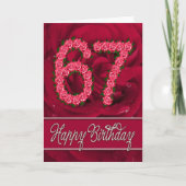 67e verjaardagskaart met rozen en bladeren kaart (Voorkant)