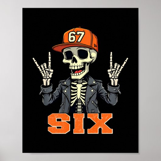 67endy Skelet – 67 Six Seven Halloween 6 Lange Mou Poster (Voorkant)
