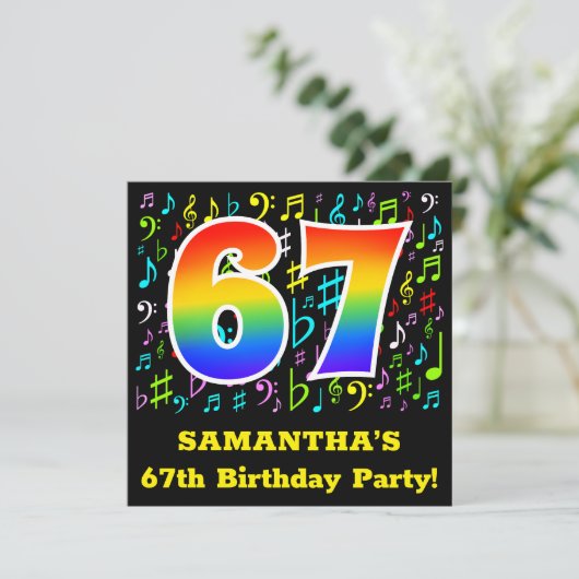 67ste verjaardag: leuke muziek symbolen, Rainbow 6 Kaart (Staand voorkant)