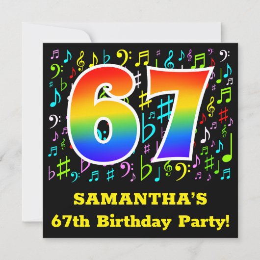 67ste verjaardag: leuke muziek symbolen, Rainbow 6 Kaart (Voorkant)