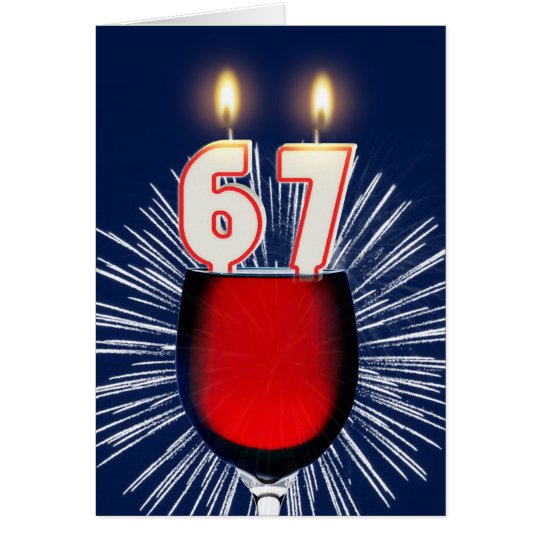 67ste Verjaardag met wijn en kaarsen Kaart
