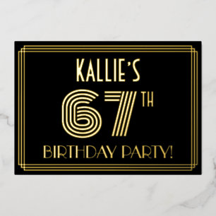67ste verjaardagsfeest — Art Deco stijl “67” + Naa Folie Uitnodiging