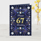 67ste verjaardagskaart met juwelen kaart (Gele Bloem)