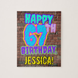 67th Birthday ~ Fun, Urban Graffiti geïnspireerd l Legpuzzel