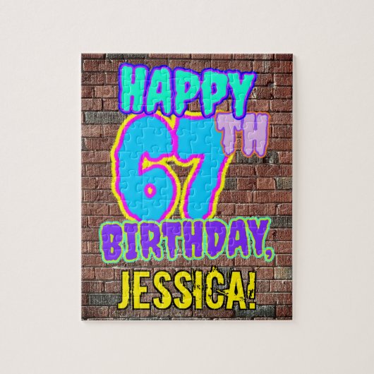 67th Birthday ~ Fun, Urban Graffiti geïnspireerd l Legpuzzel (Verticaal)