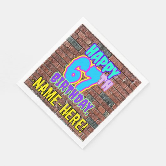 67th Birthday ~ Fun, Urban Graffiti geïnspireerd l Servet (Hoek)