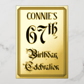 67th Birthday Party — Elegant Script + aangepaste  Folie Uitnodiging (Voorkant)