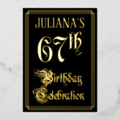 67th Birthday Party — Fancy script & aangepaste na Folie Uitnodiging (Voorkant)