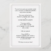 67th Birthday Party — Fancy script & aangepaste na Folie Uitnodiging (Achterkant)