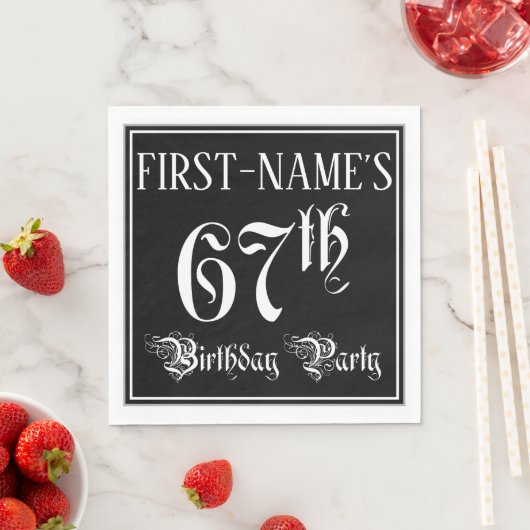 67th Birthday Party — Fancy Script + Custom Name Servet (Insitu)