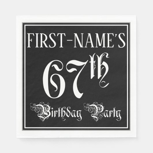 67th Birthday Party — Fancy Script + Custom Name Servet (Voorkant)