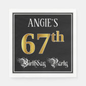 67th Birthday Party — Fancy script, Faux Gold look Servet (Voorkant)