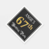 67th Birthday Party — Fancy script, Faux Gold look Servet (Hoek)