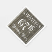 67th Birthday Party — Fancy script, Faux Wood Kijk Servet (Hoek)