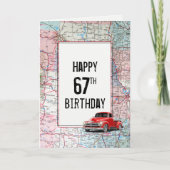67th Birthday Red Retro Truck op Map Kaart (Voorkant)