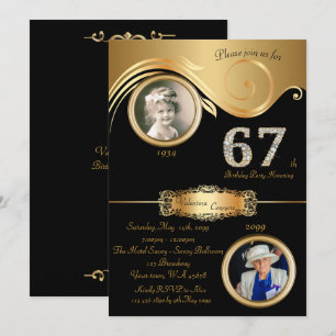 67th, Birthday Woman 67th, elegant art deco, zwart Kaart