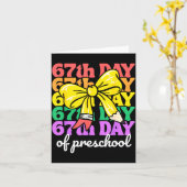 67th Day Of Preschool Girls Coquette Bow 67 Days O Kaart (Gele Bloem)