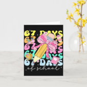67th Day Of School 67 Days Pencil Coquette Bow Mem Kaart (Gele Bloem)