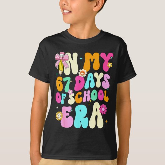 67th Day Of School 67 Days Pencil Coquette Bow Mem T-shirt (Voorkant)