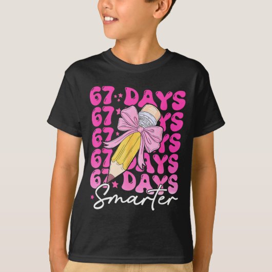 67th Day Of School 67 Days Smarter Coquette Bow Si T-shirt (Voorkant)