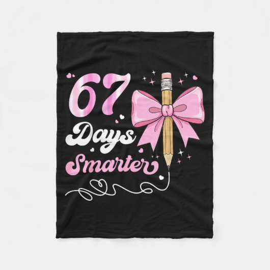 67th Day Of School 67 Days Smarter Coquette Bow Te Fleece Deken (Voorkant)