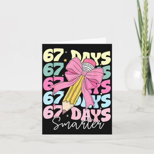 67th Day Of School 67 Days Smarter Coquette Bow Te Kaart (Voorkant)