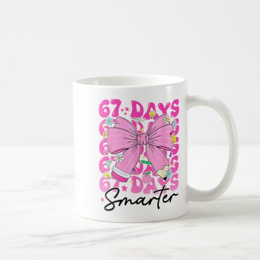 67th Day Of School 67 Days Smarter Coquette Bow Te Koffiemok (Rechts)