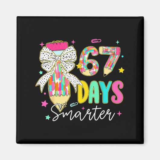 67th Day Of School 67 Days Smarter Coquette Bow Te Magneet (Voorkant)