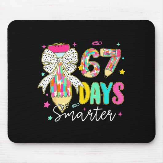 67th Day Of School 67 Days Smarter Coquette Bow Te Muismat (Voorkant)