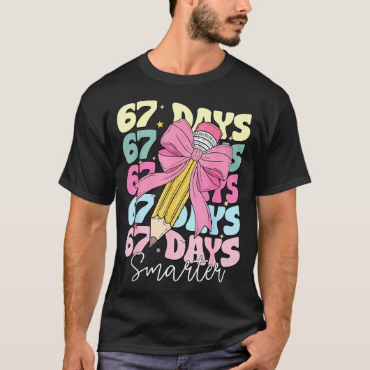 67th Day Of School 67 Days Smarter Coquette Bow Te T-shirt (Voorkant)