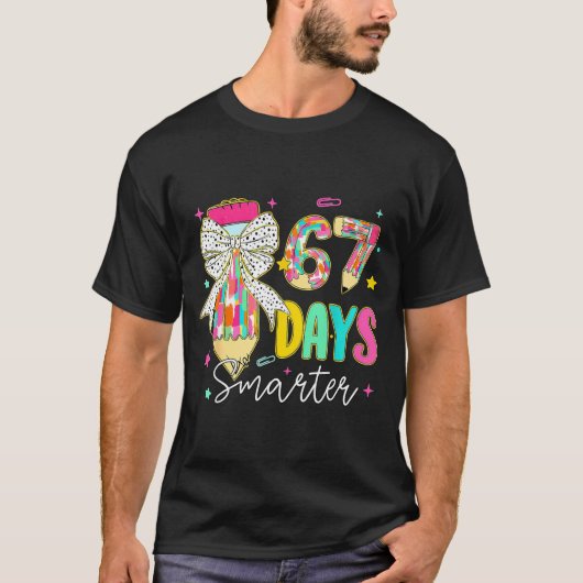 67th Day Of School 67 Days Smarter Coquette Bow Te T-shirt (Voorkant)