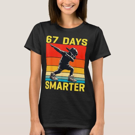 67th Day Of School 67 Days Smarter Dabbing Six Sev T-shirt (Voorkant)