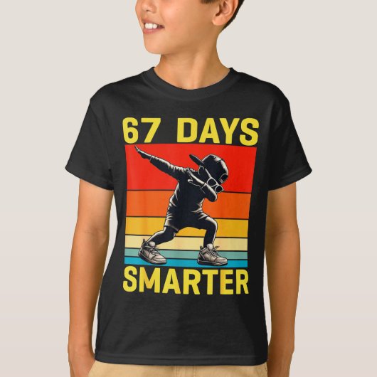 67th Day Of School 67 Days Smarter Dabbing Six Sev T-shirt (Voorkant)