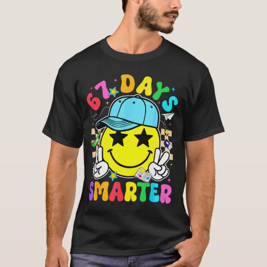 67th Day Of School 67 Days Smarter Teacher Boy Gir T-shirt (Voorkant)