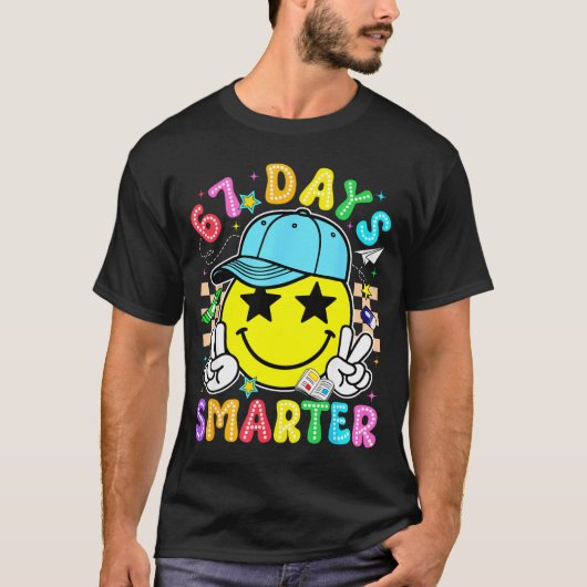 67th Day Of School 67 Days Smarter Teacher Boy Gir T-shirt (Voorkant)
