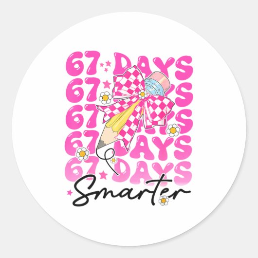 67th Day Of School 67 Days Smarter Teacher Student Ronde Sticker (Voorkant)
