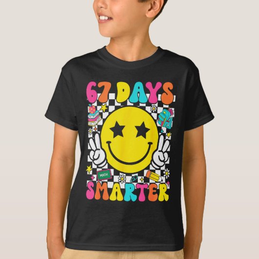67th Day Of School 67 Days Smarter Teacher Student T-shirt (Voorkant)