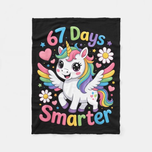 67th Day Of School 67 Days Smarter Unicorn Teacher Fleece Deken (Voorkant)