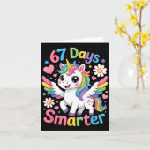 67th Day Of School 67 Days Smarter Unicorn Teacher Kaart (Gele Bloem)
