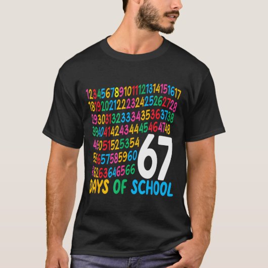 67th Day Of School 67 Math Numbers Teacher Kids 67 T-shirt (Voorkant)