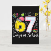 67th Day Of School 67 Six Seven Math Teacher Kids Kaart (Gele Bloem)