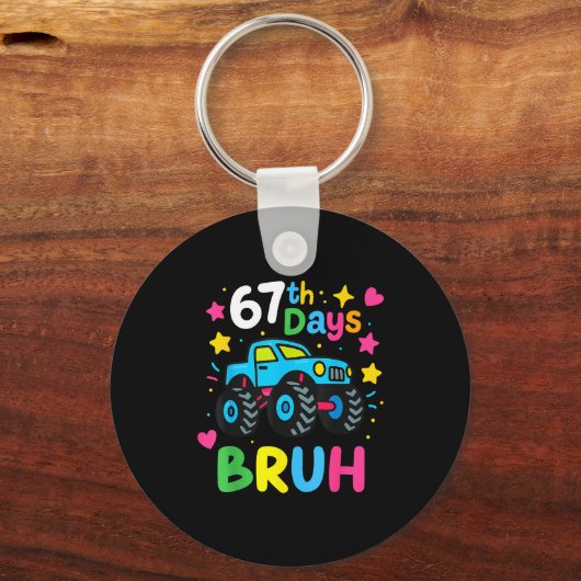 67th Day Of School Bruh Funny Meme 67 Monster Truc Sleutelhanger (Voorkant)