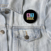 67th Day Of School Chemical Eements Teacher Boy Gi Ronde Button 5,7 Cm (In situ)