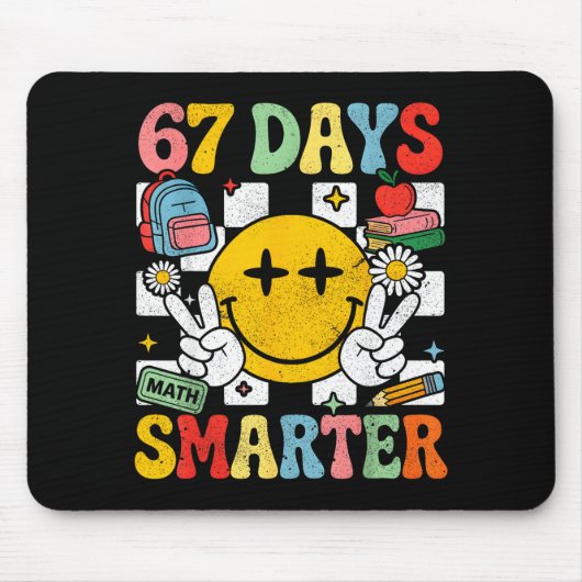67th Day Of School Funny 67 Days Smarter Teacher B Muismat (Voorkant)