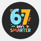 67th Day Of School Funny 67 Days Smarter Teacher B Ronde Sticker (Voorkant)