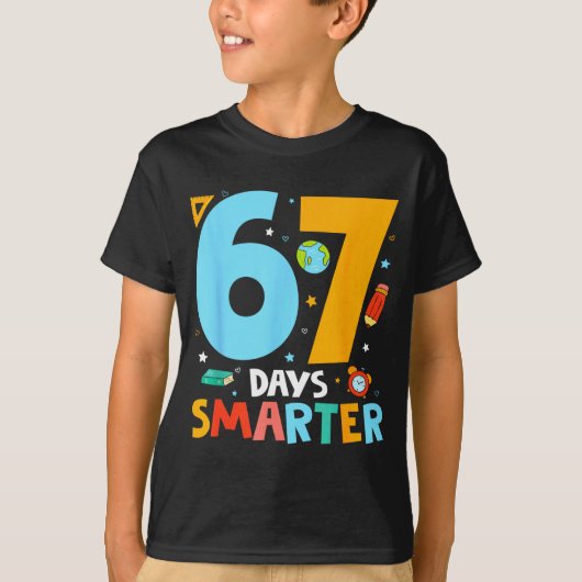 67th Day Of School Funny 67 Days Smarter Teacher B T-shirt (Voorkant)