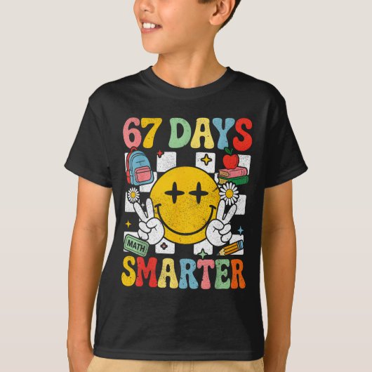 67th Day Of School Funny 67 Days Smarter Teacher B T-shirt (Voorkant)